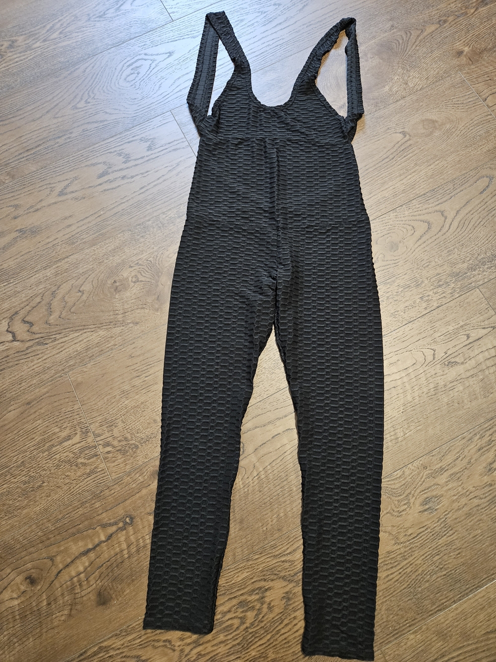 Source Unknown Black Textured Ribbed Jumpsuit